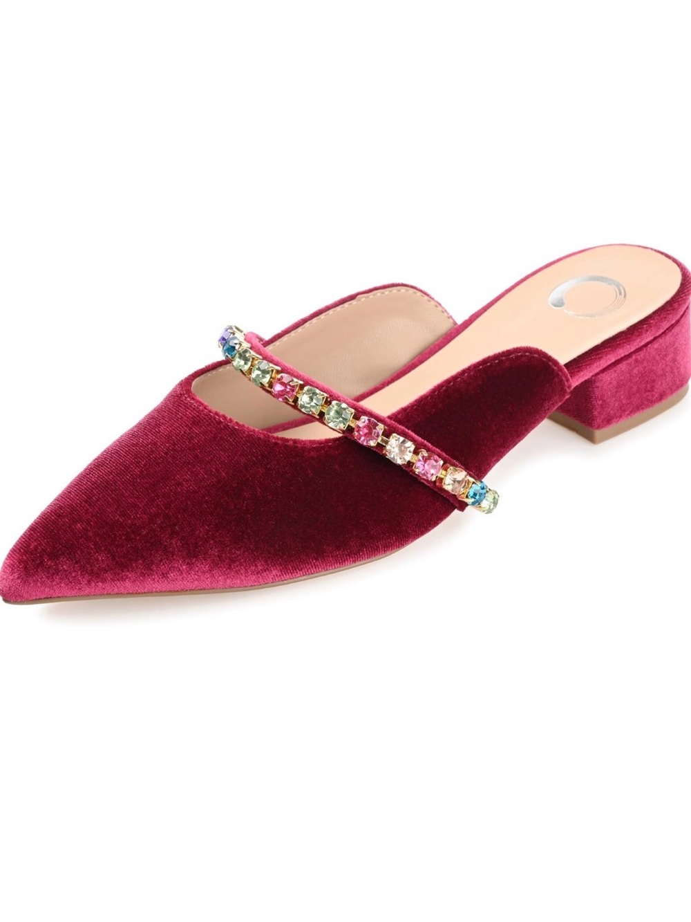 Journee Collection Women's Jewel Mules Pointed Toe Slip On Flats Berry S 9